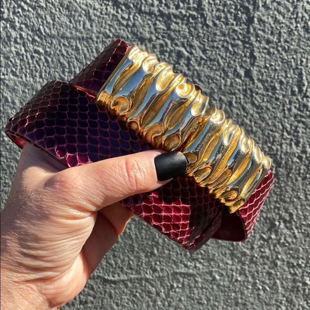 Vintage Judith Leiber belt with huge gold buckle